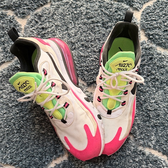 Nike Shoes - Nike Air Max 270 React Pink and White with Green Accents